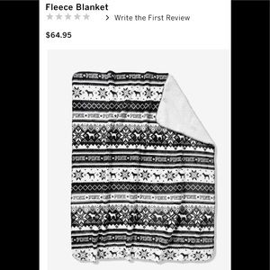 VS Pink Sherpa blanket black & white dog & snowflake Faire Isle print